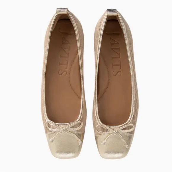 Eric Javits Gold Metallic Ballet Flat Women’s Size 9 NEW Breathable Mesh - Picture 4 of 13